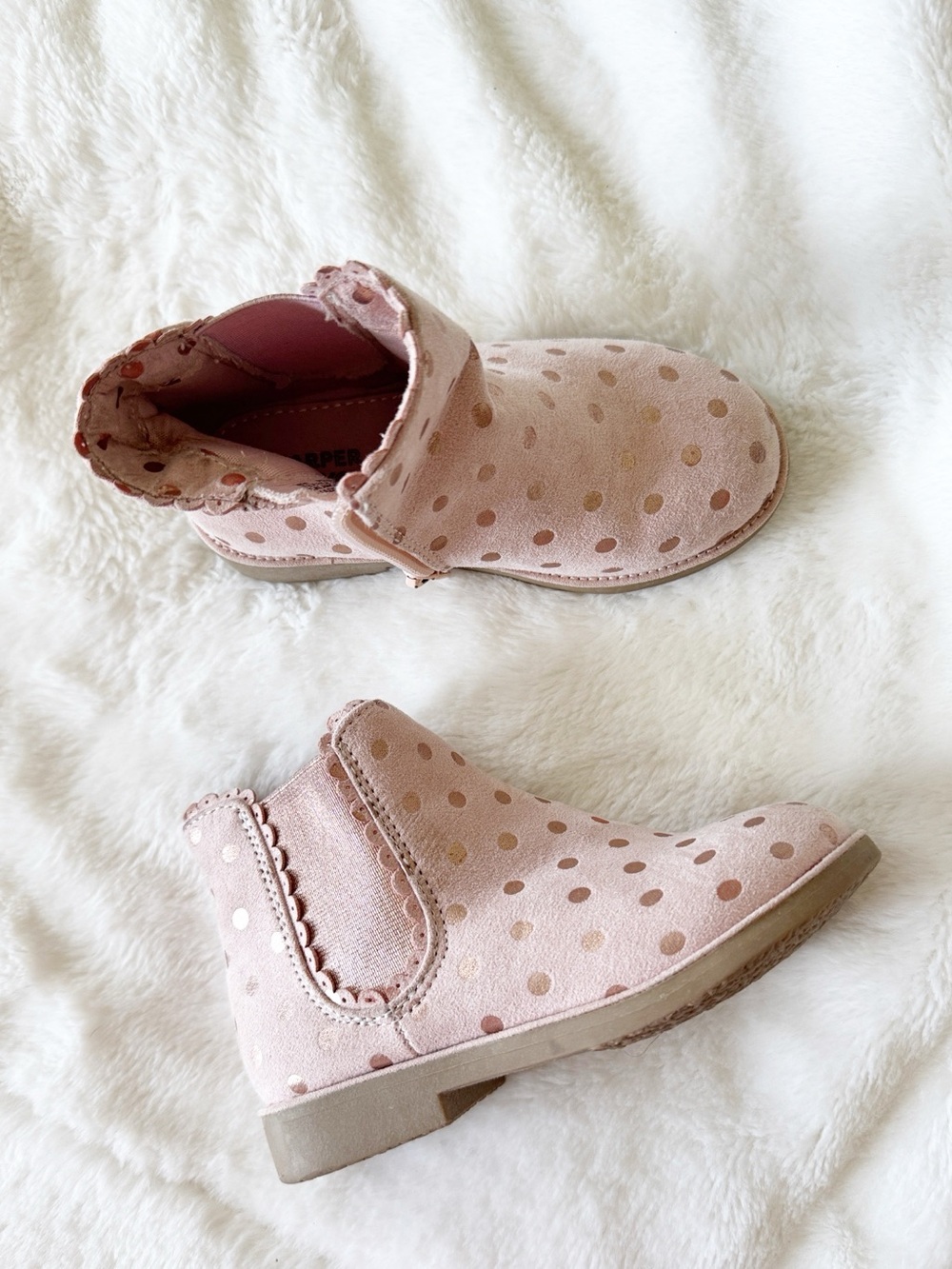 Harper Canyon pink gold polka dot ankle boots girls size 9M